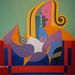 La lecture - huile sur toile - 130 cm x 120 cm
