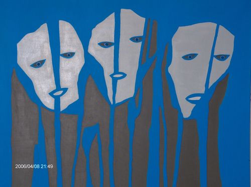 Des ombres dans la nuit - (libération du camp de birkenau ) huile sur toile - 120 cm x 100 cm