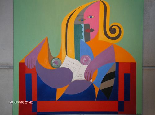 La lecture - huile sur toile - 130 cm x 120 cm